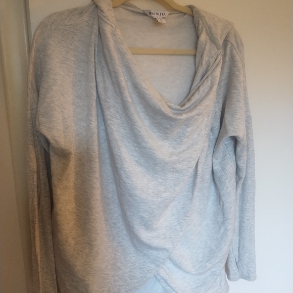 Athleta Purana wrap sweatshirt hoodie light grey - Picture 2 of 4